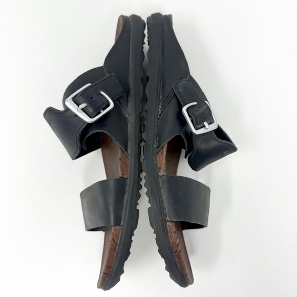 Merrell Around Town Buckle Sandals Women's 10 Black Slide Leather Two-Strap - Picture 6 of 10